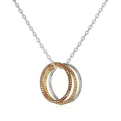 Bijoux Bar Delicates Tri Tone Womens Circle 16 Inch Pendant Necklace