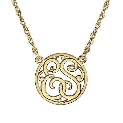 Personalized 15mm Monogram Initial Cut-out Circle Pendant Necklace