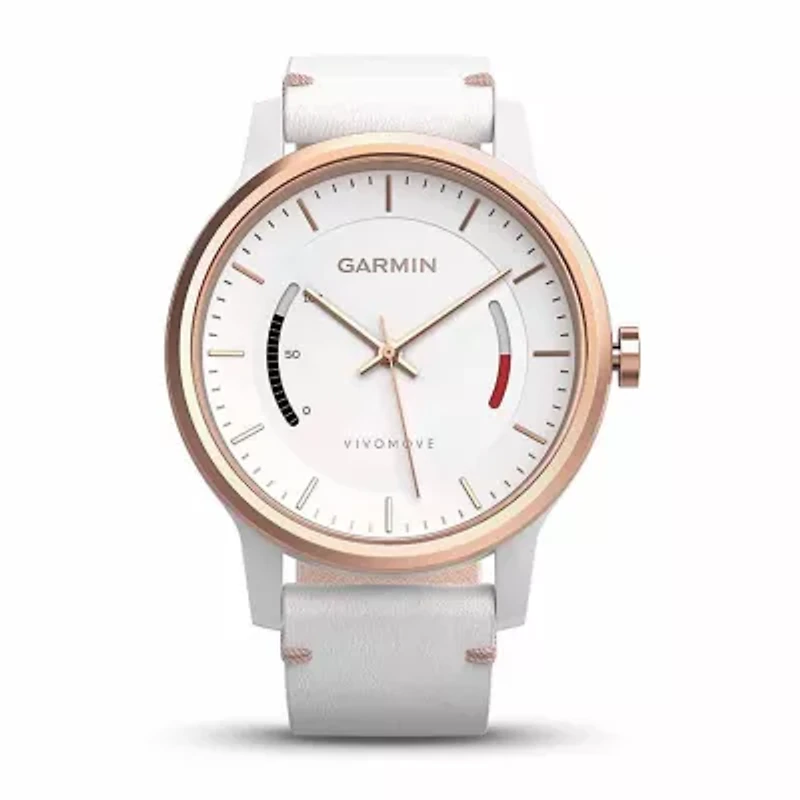 Garmin Vivomove Womens White Leather Band Smartwatch-0100159713