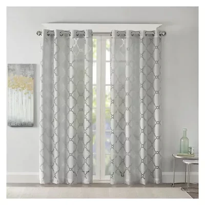Madison Park Laya Trellis Grommet Top Sheer Single Curtain Panel