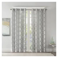 Madison Park Laya Trellis Grommet Top Sheer Single Curtain Panel