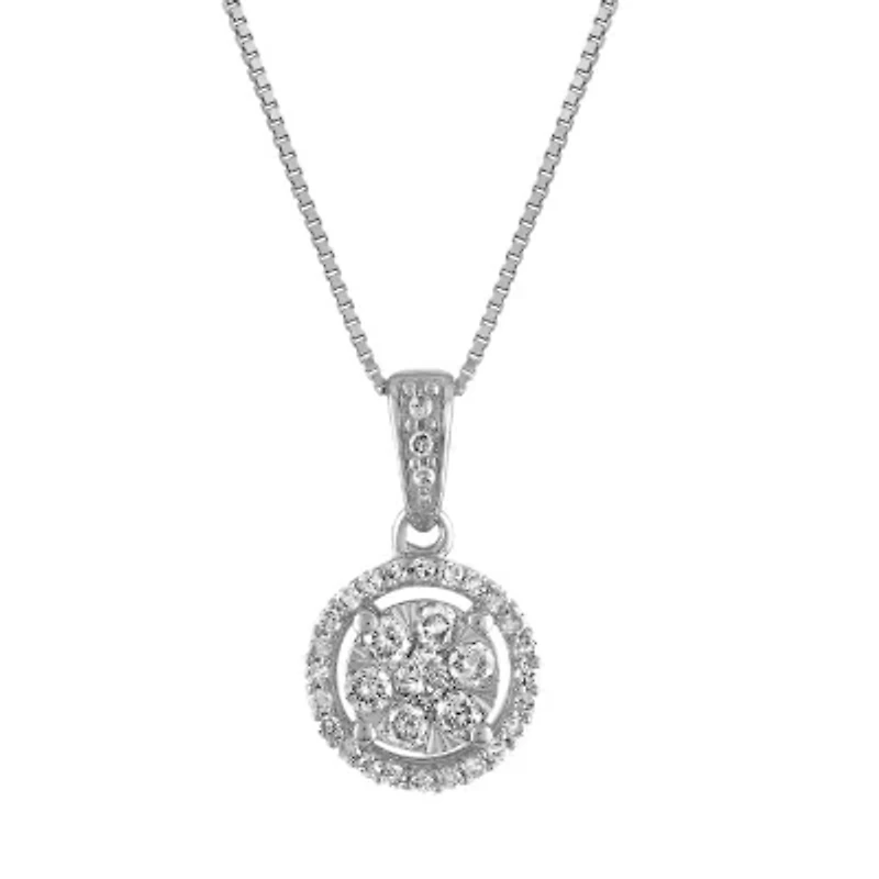 Diamond Blossom Womens 1/4 CT. T.W. Natural White Diamond 10K White Gold 18 Inch Pendant Necklace