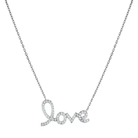 DiamonArt® "Love" Womens White Cubic Zirconia Sterling Silver Pendant Necklace