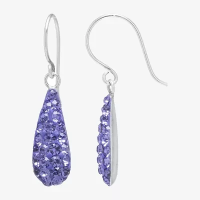 Silver Treasures Womens Crystal Sterling Pear Drop Earrings