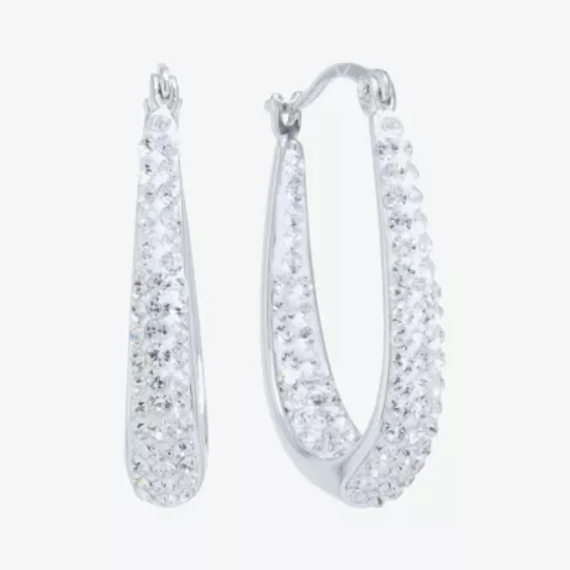 Sparkle Allure Womens Crystal 31.7mm Oval Hoop Earrings