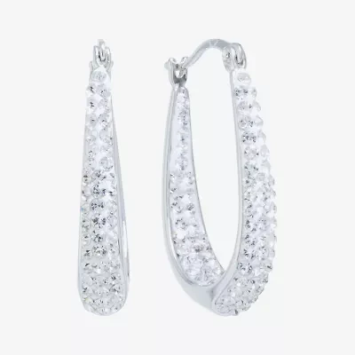 Sparkle Allure Womens Crystal 31.7mm Oval Hoop Earrings