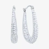 Sparkle Allure Womens Crystal 31.7mm Oval Hoop Earrings