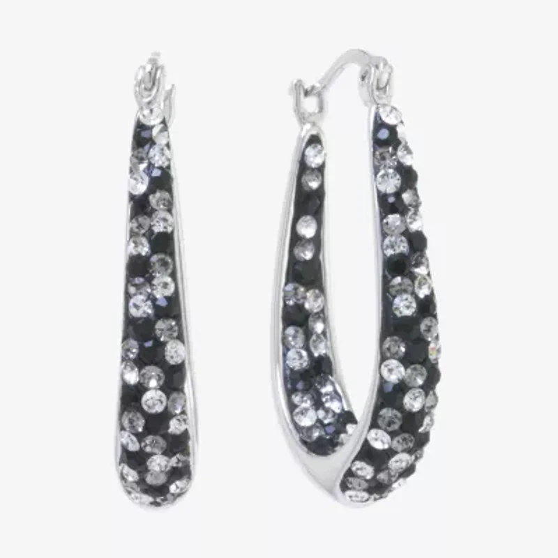 Sparkle Allure Womens Crystal 31.7mm Oval Hoop Earrings