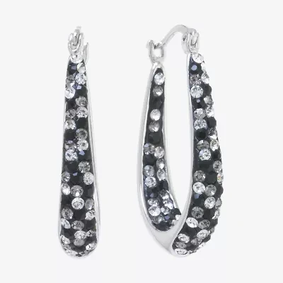 Sparkle Allure Womens Crystal 31.7mm Oval Hoop Earrings