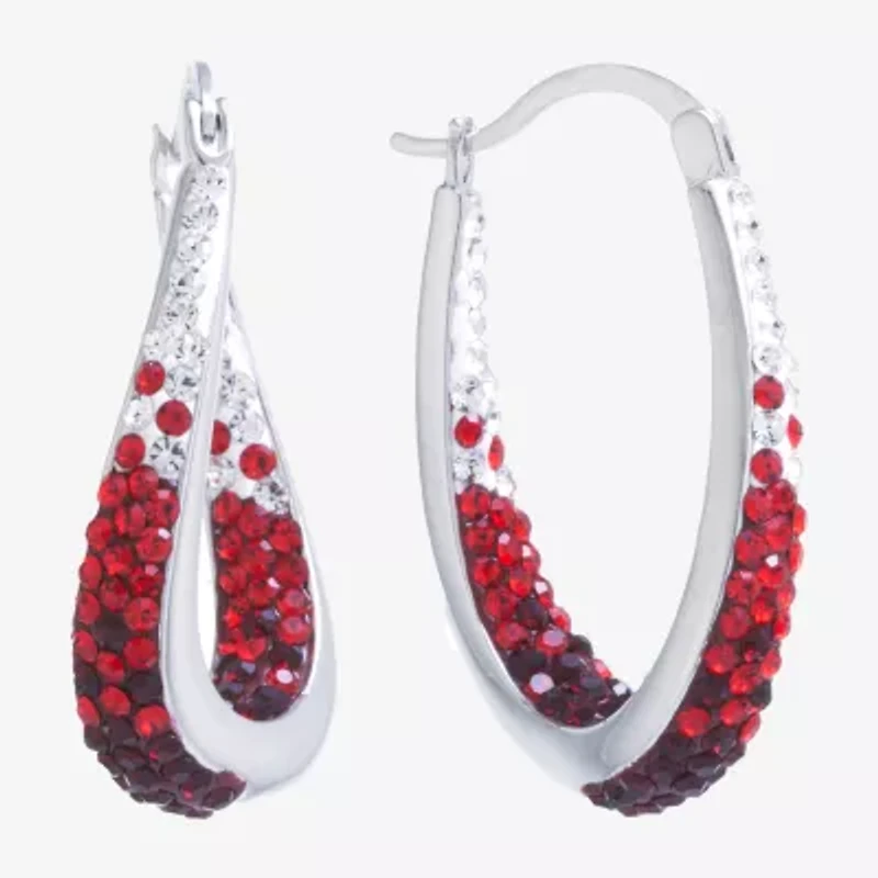 Sparkle Allure Womens Blue Crystal 32mm Hoop Earrings