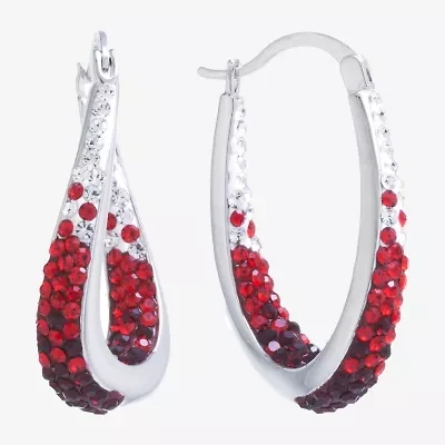 Sparkle Allure Womens Blue Crystal 32mm Hoop Earrings