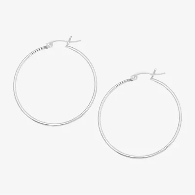 Silver Treasures Sterling Silver Hoop Earrings