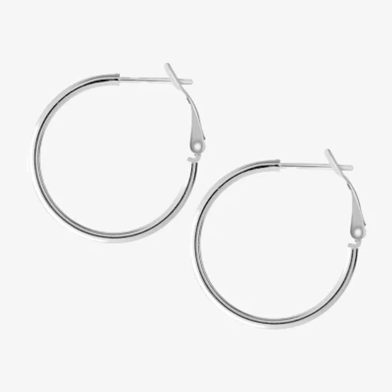 Silver Treasures Sterling Silver Hoop Earrings