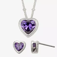 Mixit Womens Purple Cubic Zirconia Heart Hypoallergenic 2-pc. Jewelry Set