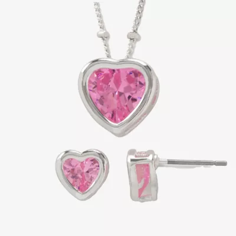 Mixit Womens Purple Cubic Zirconia Heart Hypoallergenic 2-pc. Jewelry Set