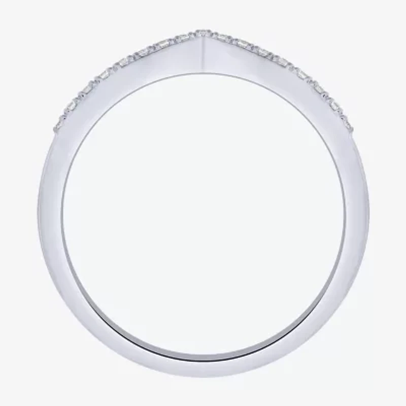 Chevron 1/4 CT.T.W. Natural Diamond 10K Gold Wedding Band