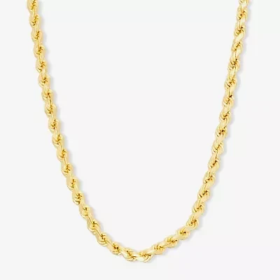 14K Gold Over Silver  Solid Rope Chain Necklace