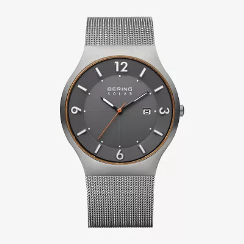 Bering Mens Gray Stainless Steel 2-pc. Watch Boxed Set 14440-073-Ag