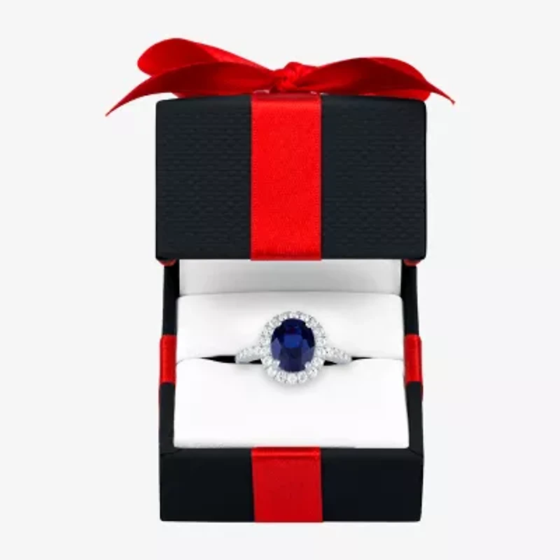 Womens Lab Created Blue Sapphire Sterling Silver Cocktail Ring
