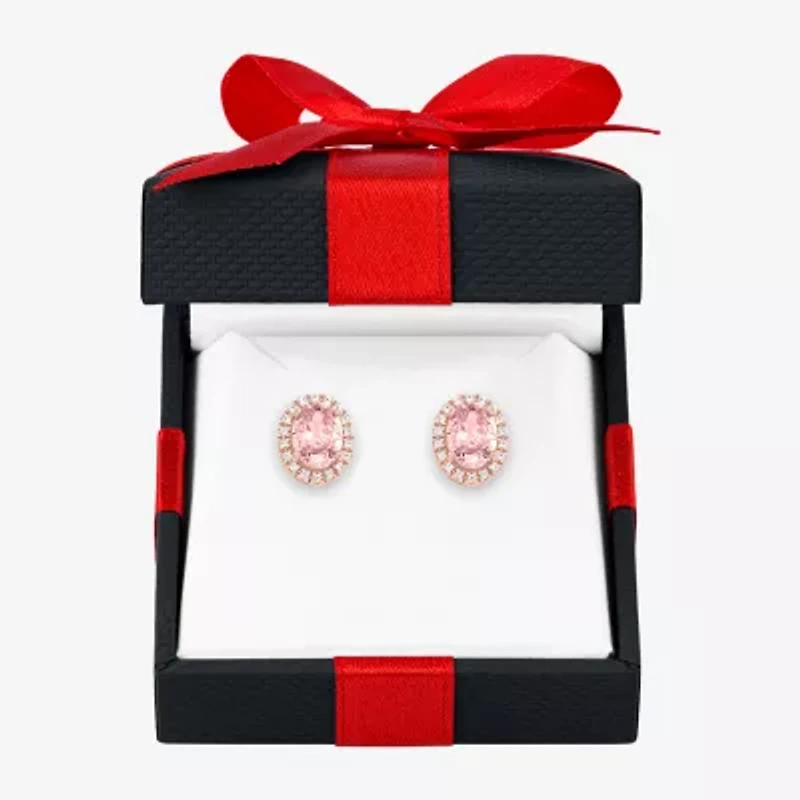 Simulated Champagne Morganite 14K Rose Gold Over Silver 11.5mm Stud Earrings