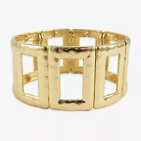 Bold Elements Silver Tone Hammered Rectangular Womens Stretch Bracelet