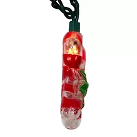 Kurt Adler Candy Cane With Holly Leaves And Berries String Lights