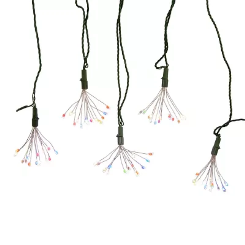 Kurt Adler 75-Light Cluster Lights and Multi-Color Twinkle LED Lights with Green Wire