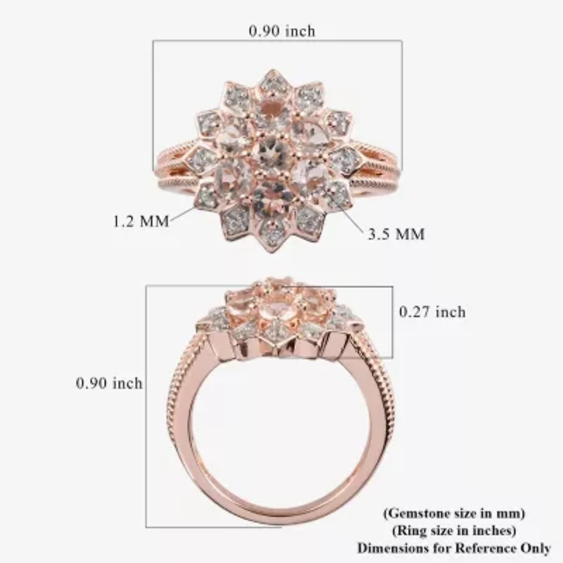 Limited Quantities! Womens Genuine Pink Morganite 14K Rose Gold Over Silver Cocktail Ring