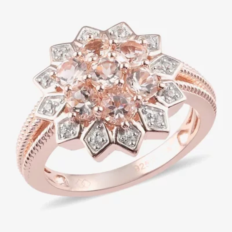 Limited Quantities! Womens Genuine Pink Morganite 14K Rose Gold Over Silver Cocktail Ring