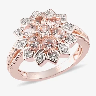 Limited Quantities! Womens Genuine Pink Morganite 14K Rose Gold Over Silver Cocktail Ring
