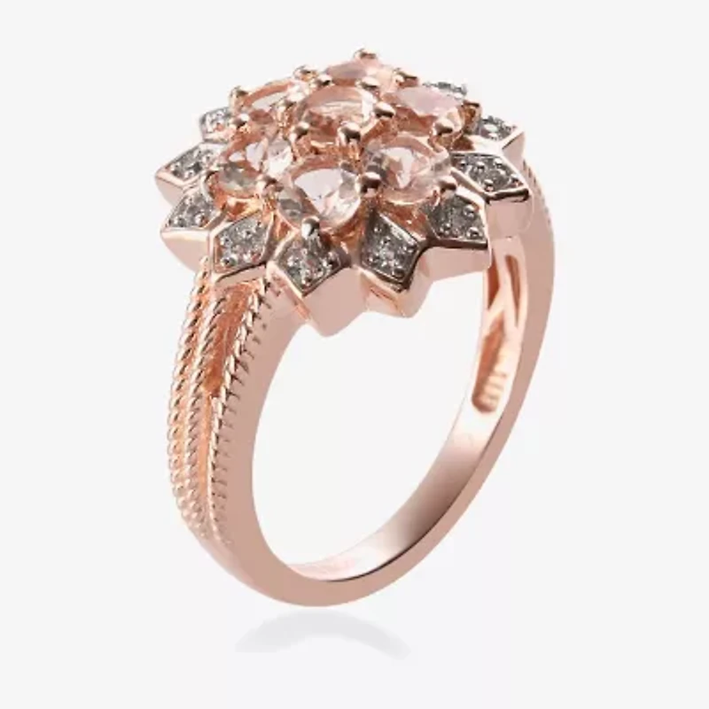 Limited Quantities! Womens Genuine Pink Morganite 14K Rose Gold Over Silver Cocktail Ring