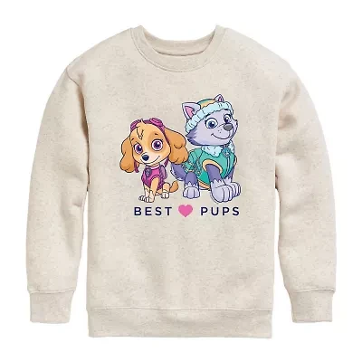 Little & Big Kid Girls Crew Neck Fleece Long Sleeve Paw Patrol Sweatshirt