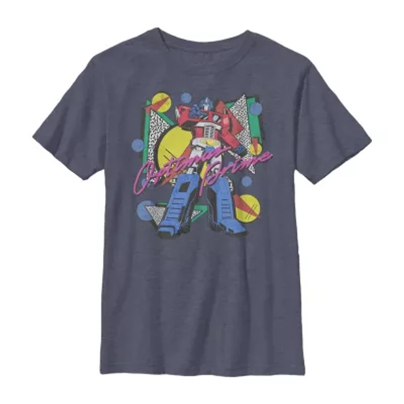 Little & Big Kid Boys Crew Neck Short Sleeve Regular Fit Transformers Graphic T-Shirt