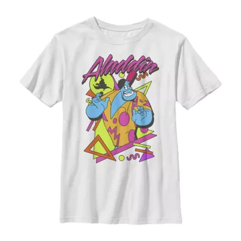 Disney Little & Big Kid Boys Crew Neck Short Sleeve Regular Fit Aladdin Graphic T-Shirt