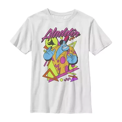 Disney Little & Big Kid Boys Crew Neck Short Sleeve Regular Fit Aladdin Graphic T-Shirt