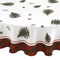 Spode Christmas Tree Tartan Round Tablecloth