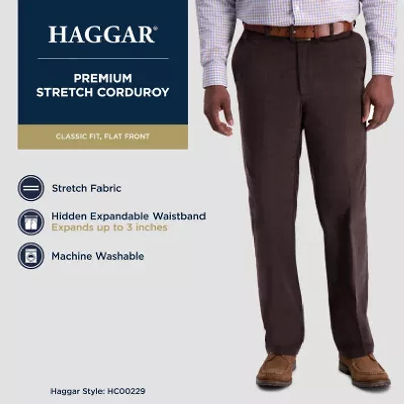 Haggar Stretch Corduroy Mens Classic Fit Flat Front Pant