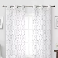 Regal Home Starbust Grommet Top Energy Saving Embroidered Sheer Set of 2 Curtain Panel