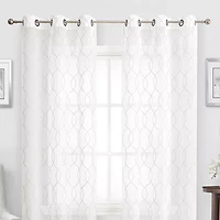 Regal Home Starbust Grommet Top Energy Saving Embroidered Sheer Set of 2 Curtain Panel