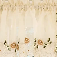 Sweet Home Collection Rosemary Linen Embroidered Rod Pocket Swag Valance
