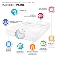 Madison Park Egyptian Cotton 500tc Deep Pocket Sheet Set
