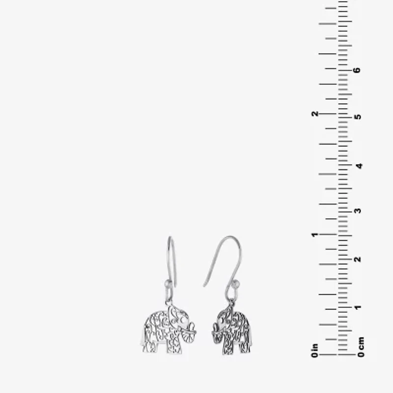 Silver Treasures Elephant Womens Sterling Silver Drop Earrings