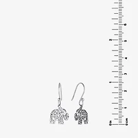 Silver Treasures Elephant Womens Sterling Silver Drop Earrings
