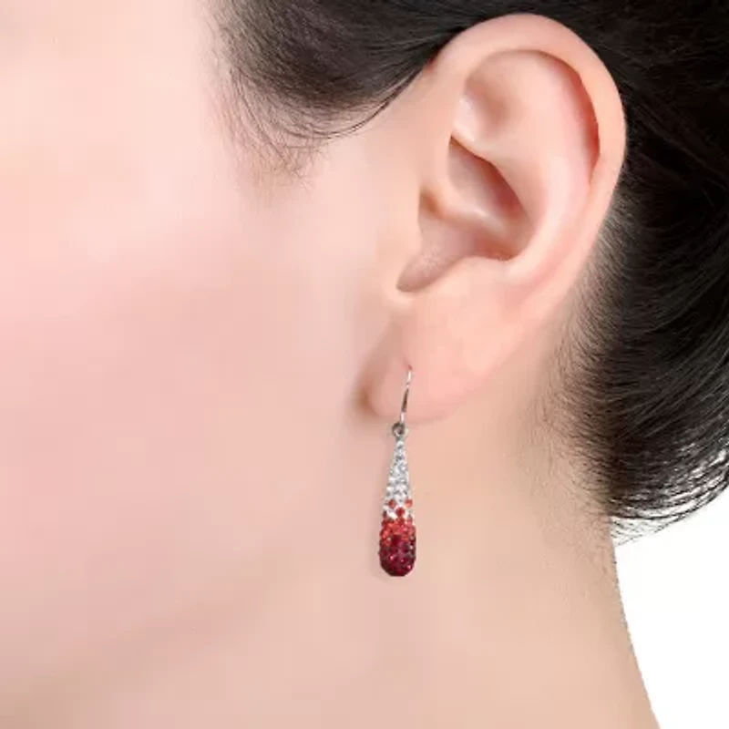 Silver Treasures Crystal Sterling Pear Drop Earrings