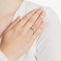 Silver Treasures Womens Blue Crystal Sterling Delicate Band