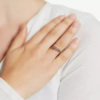 Silver Treasures Leaf Womens Cubic Zirconia 24K Rose Gold Over Band