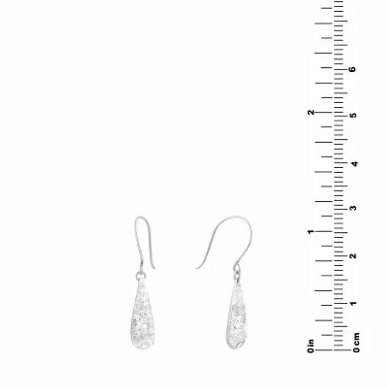 Silver Treasures Womens Crystal Sterling Pear Drop Earrings