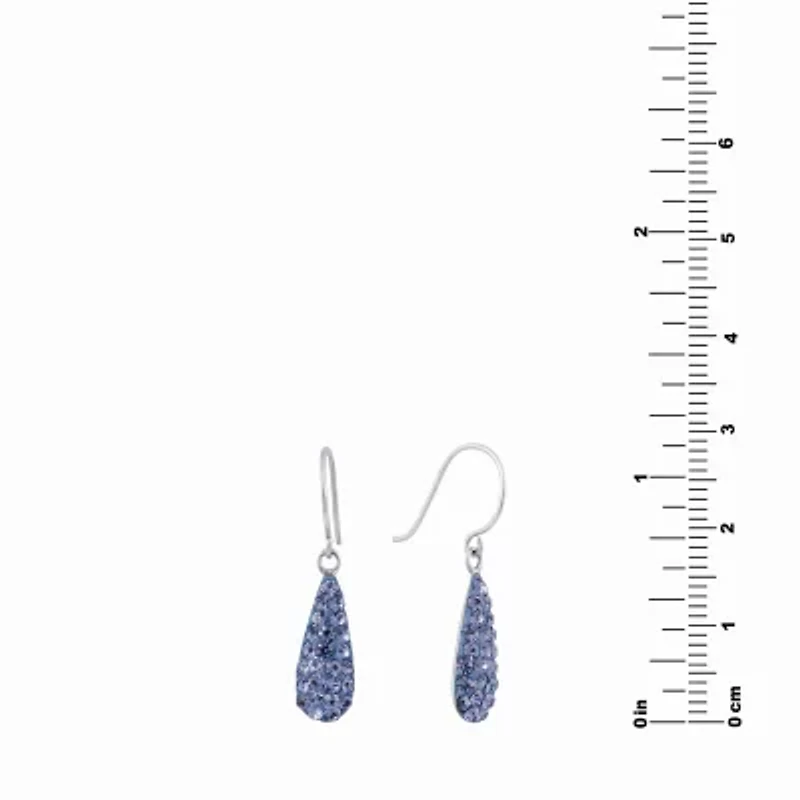 Silver Treasures Womens Crystal Sterling Pear Drop Earrings