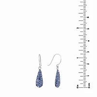 Silver Treasures Womens Crystal Sterling Pear Drop Earrings