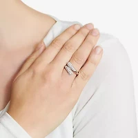 Sparkle Allure Womens Crystal Pure Silver Over Brass Bypass  Band